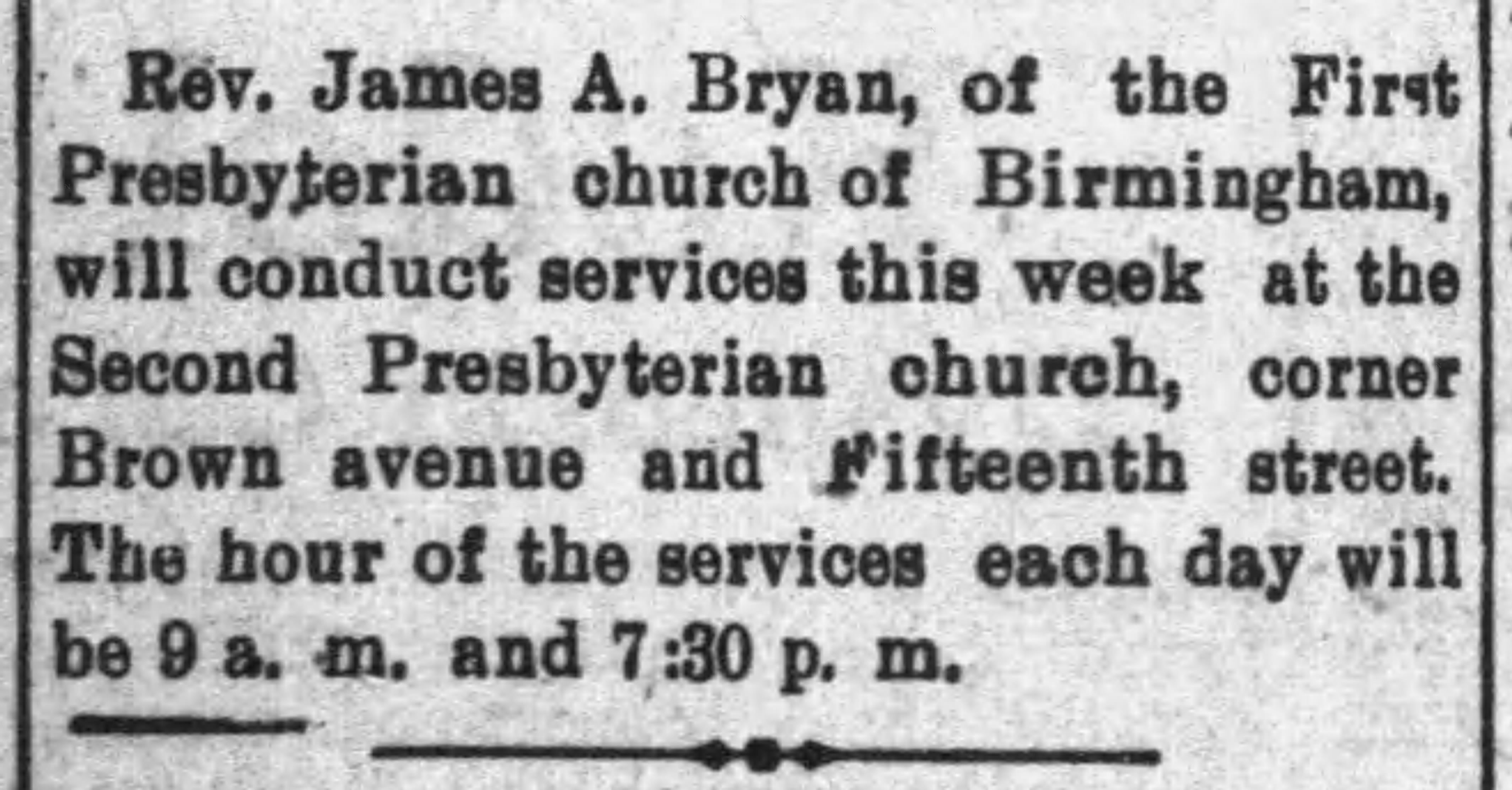 Services Second Presbyterian Church